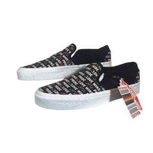 Vans Asher Pride Black Glitter Women's Slip-On Shoes Size 8.5 NWOB